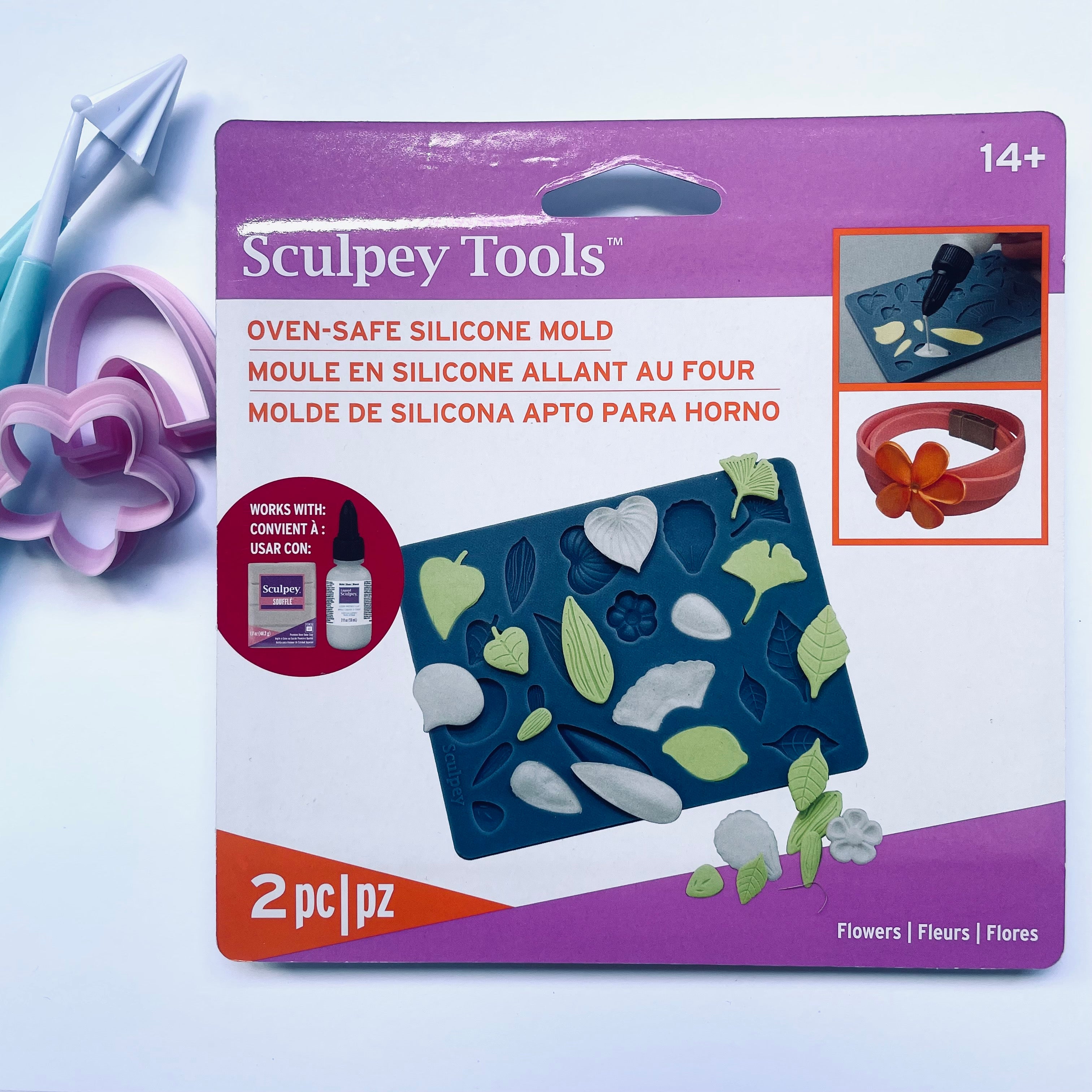 Sculpey Tools Silicone Oven-Safe Mold, Flowers